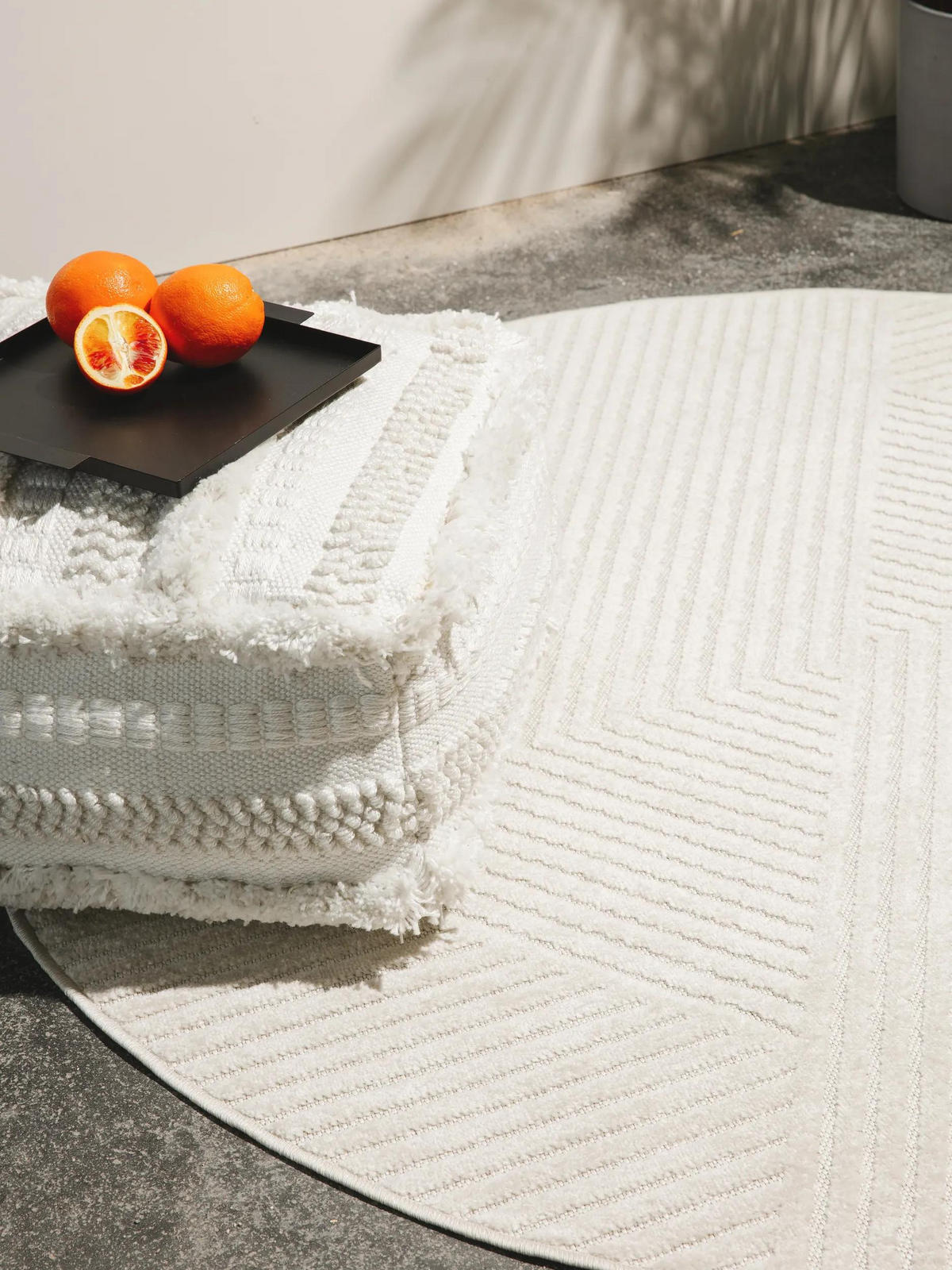 OUTDOORTEPPICH rund Mars Cream ø 160 cm rund - Creme, Textil (160/160cm) - benuta Pop