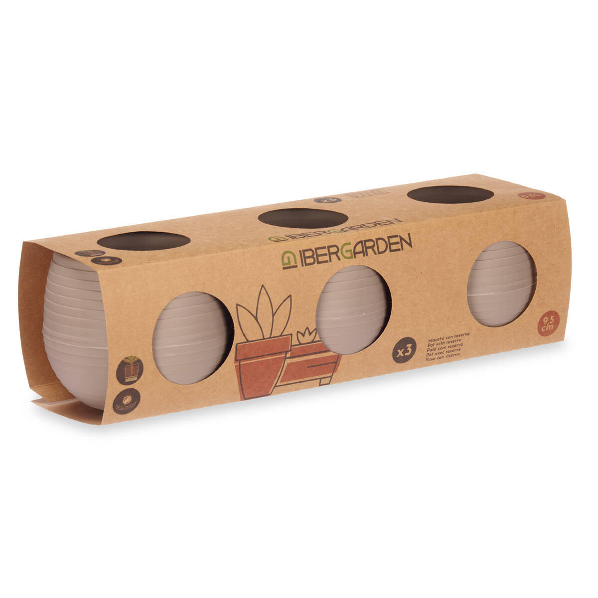 BLUMENTÖPFE Selbstbewässernd Ø 10 cm 3er-Set - Taupe, Kunststoff (10/10cm)