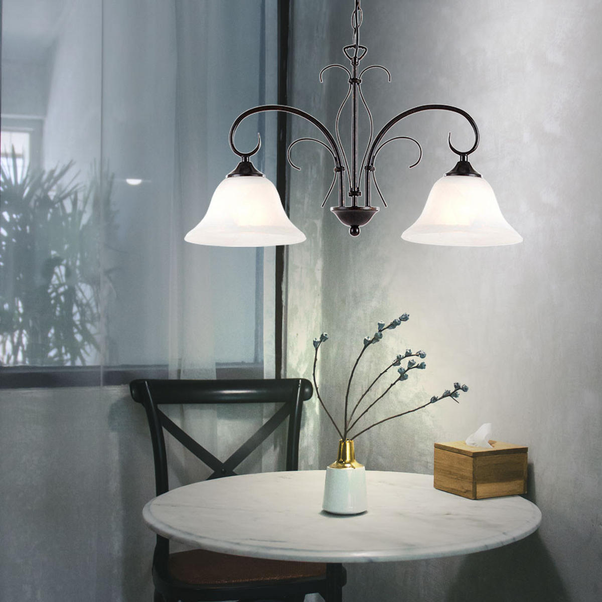 HÄNGELEUCHTE Glas Rostbraun Alabasterweiß - Braun, Glas (53.5/19/110cm) - Globo Lighting