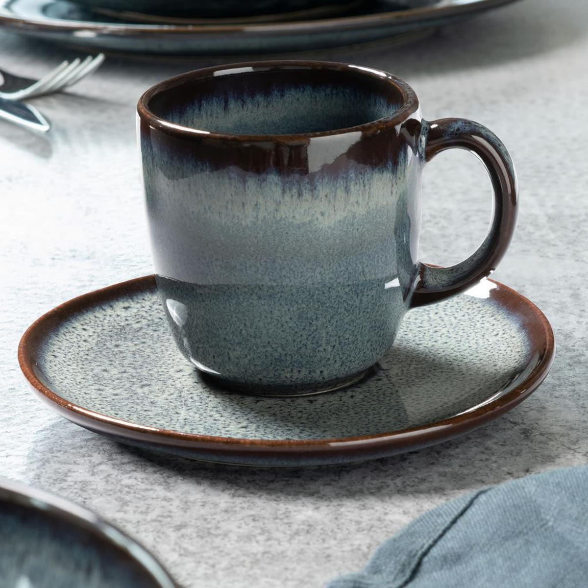 KAFFEETASSEN MIT UNTERTASSEN Lave Gris 190 ml 6er Set - Grau, Keramik (15.2/9.9/15.3cm) - like.Villeroy & Boch