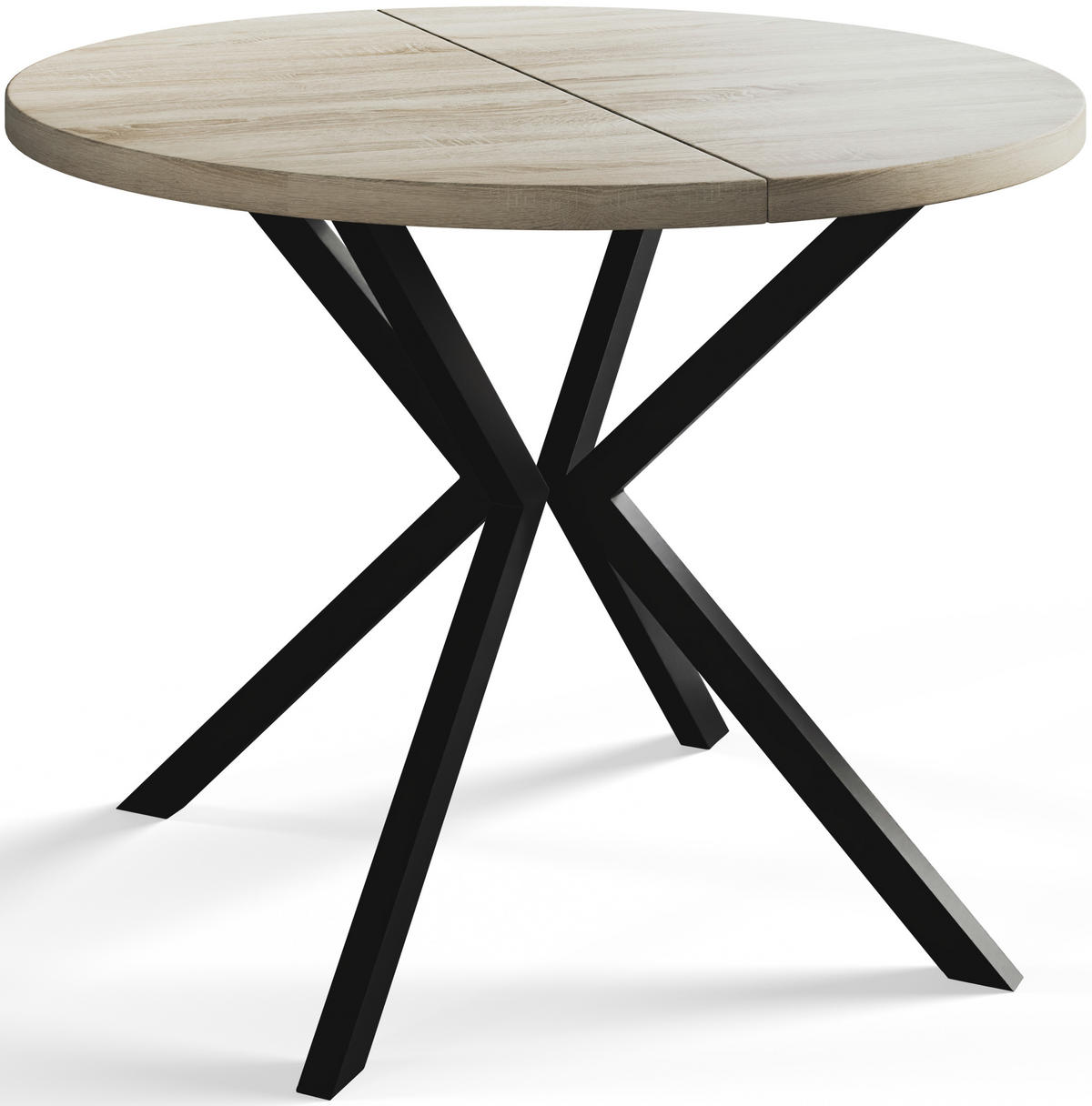 ESSZIMMERTISCH LOFT LITEN, ausziehbarer Tisch 100 cm/180 cm, Farbe: Beige, mit Metallbeinen in Farbe Schwarz - Schwarz/Sonoma Eiche, Holzwerkstoff (100/100/76cm) - Alpi-Möbel