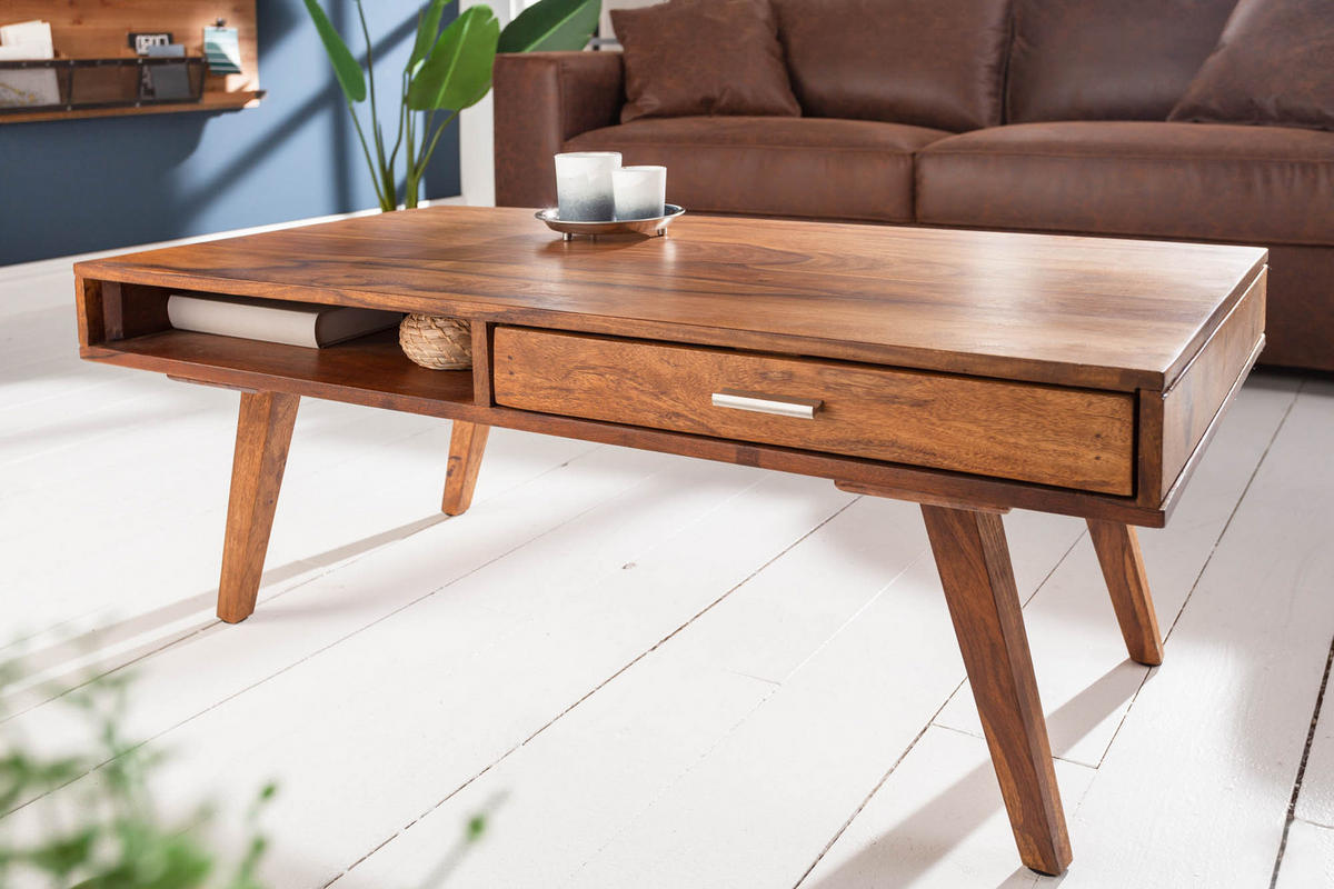 COUCHTISCH RETRO Sheesham rechteckig Natur 100cm - Braun, Holz (55/100/40cm) - riess-ambiente