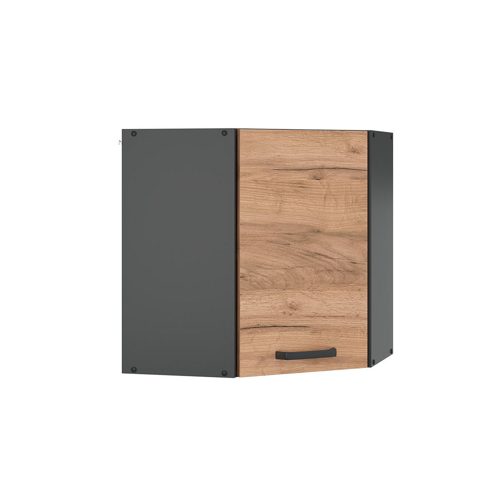 HÖRNHÄNGANDE SKÅP R-Line Goldkraft ek 57 cm Ekfärgad, Antracit 60/57/31 cm