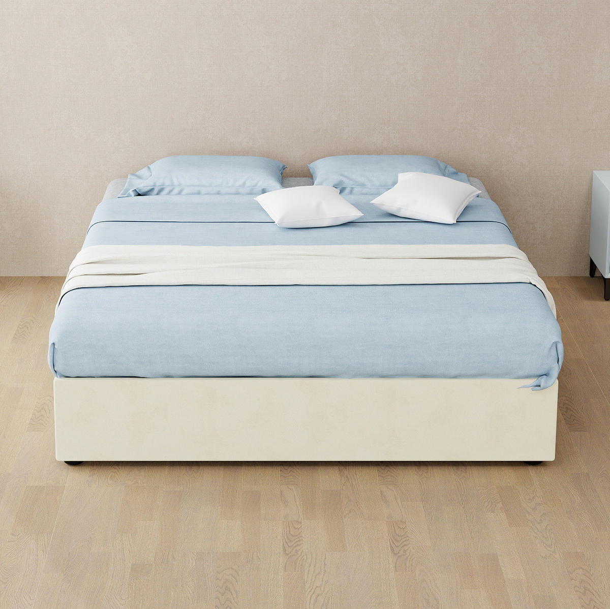 POLSTERBETT 140/200 cm mit stabiler Konstruktion und Gasdruckfedern, Beige - Beige, Textil (140/200cm) - Redom