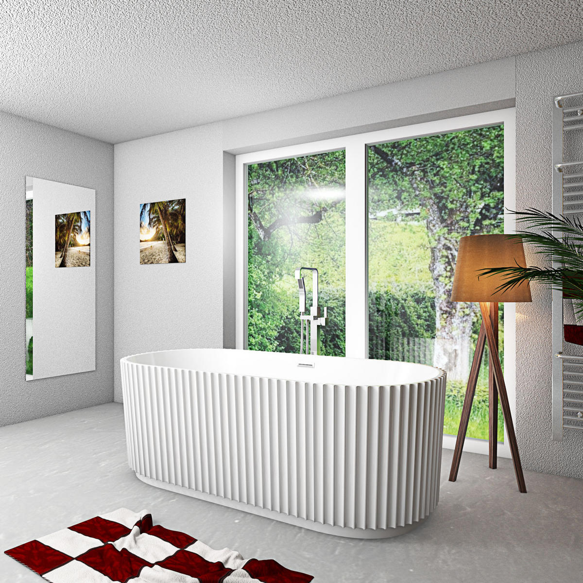 BADEWANNE freistehend F08 Armatur AF05 - Weiß, Glas/Kunststoff (80/58/170cm) - AcquaVapore by Sandra Jentho