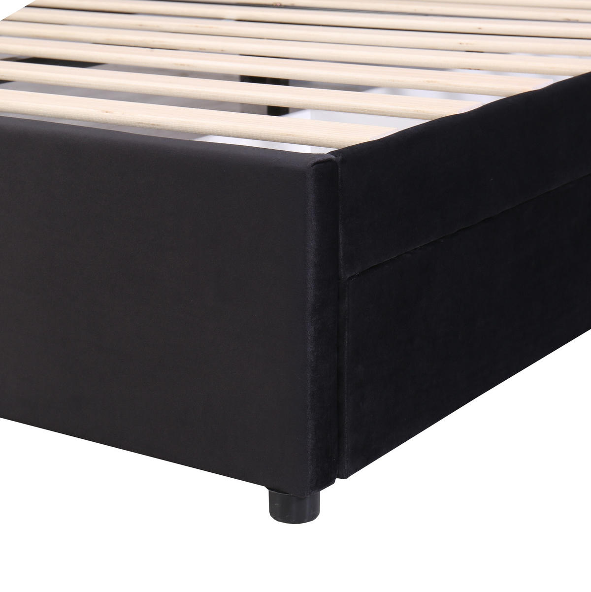 POLSTERBETT mit 2 Schubladen 140x200 cm Samt Schwarz - Schwarz, Holz (140/200cm) - Meubliv