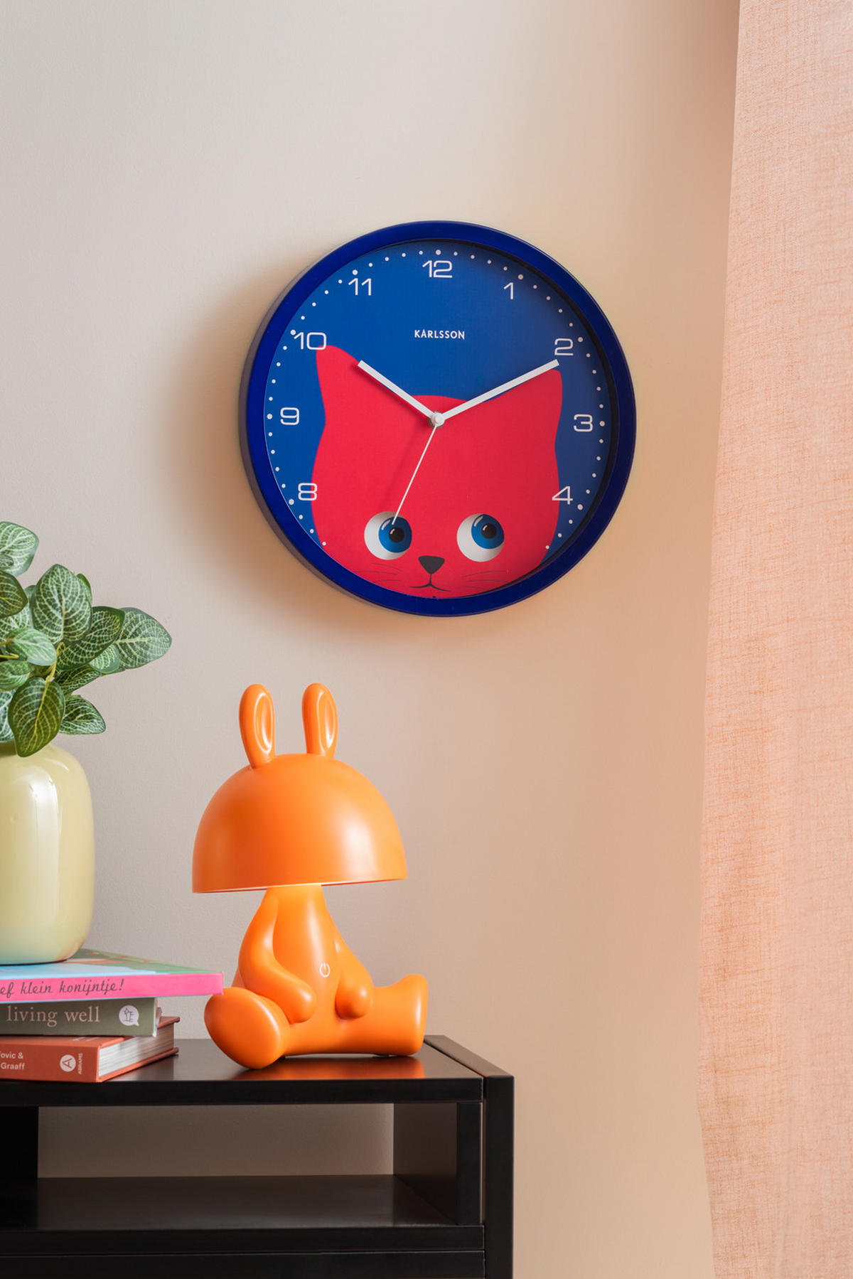 WANDUHR Peekaboo Cat Ø30,8 cm - Dunkelblau, Metall (30.8/1/30.8cm) - Karlsson