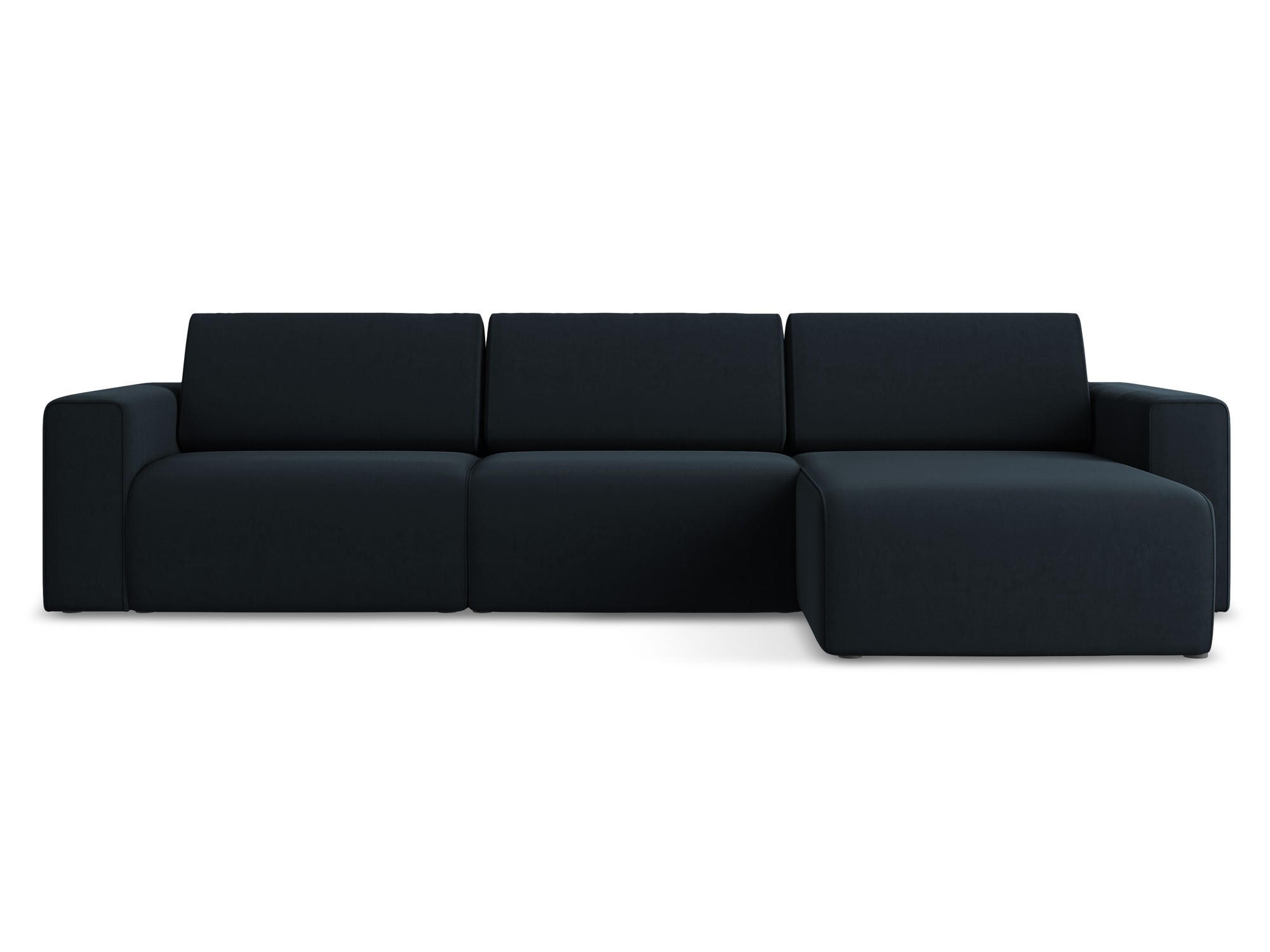 ECKSOFA Rechts Samt Stoff Blau - Blau/Schwarz, Kunststoff/Textil (314/167cm) - Makamii