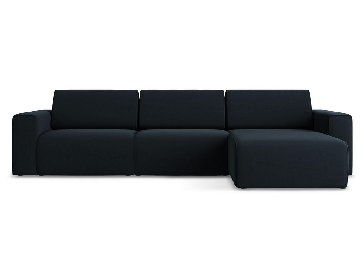 ECKSOFA Rechts Samt Stoff Blau - Blau/Schwarz, Kunststoff/Textil (314/167cm) - Makamii