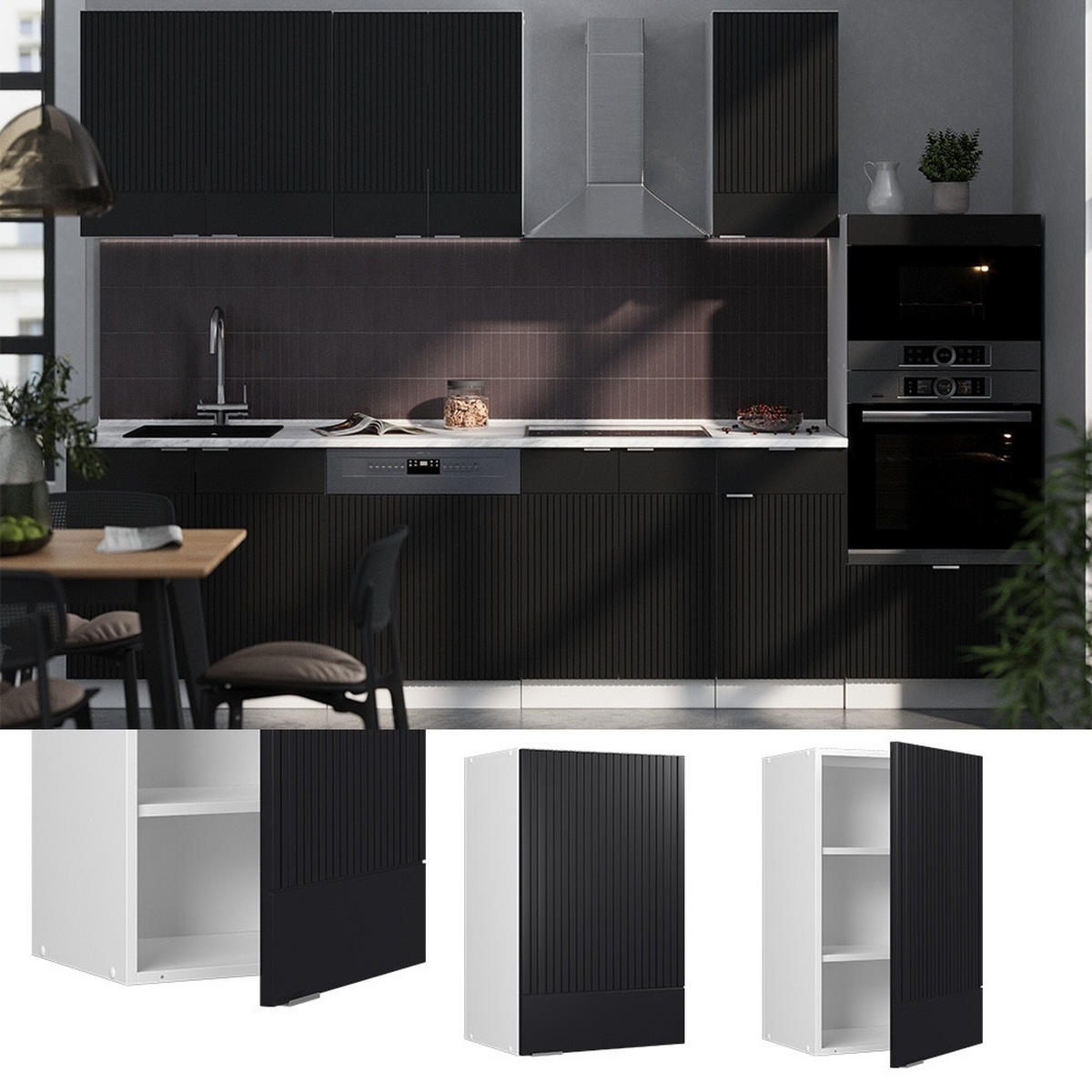 DULAP DE PERETE Fame-Line dungi negre 45 cm - alb/negru, compozit lemnos (45/72/34.1cm) - Vicco