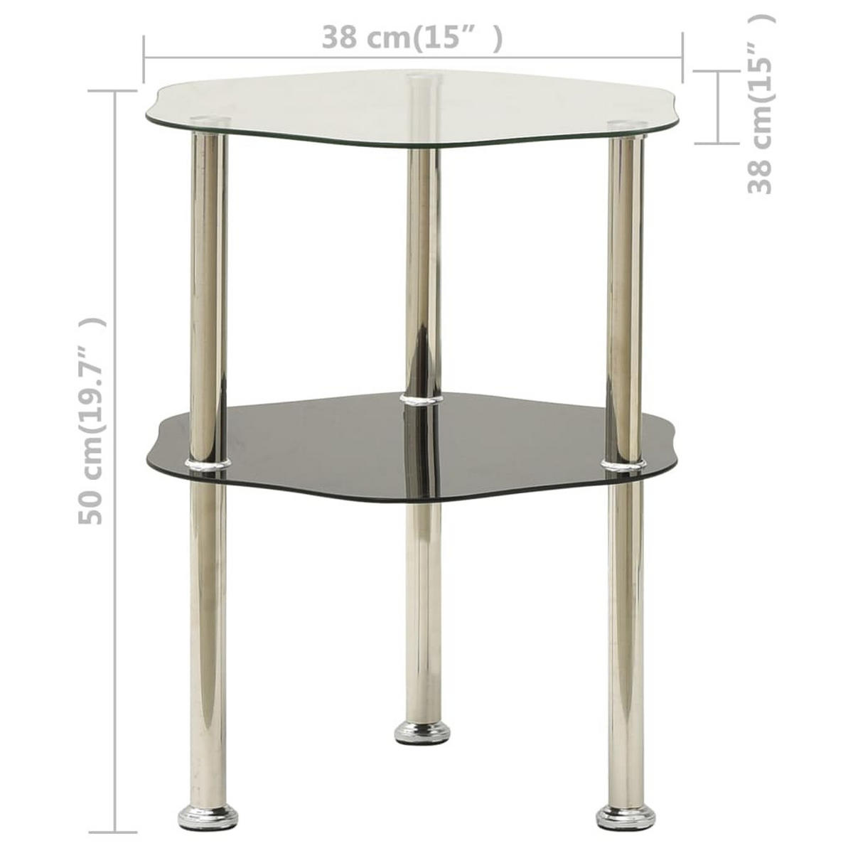 BEISTELLTISCH mit 2 Ablagen Transparent 38x38x50 cm Hartglas - Transparent, Glas (38/38/50cm) - furnicato