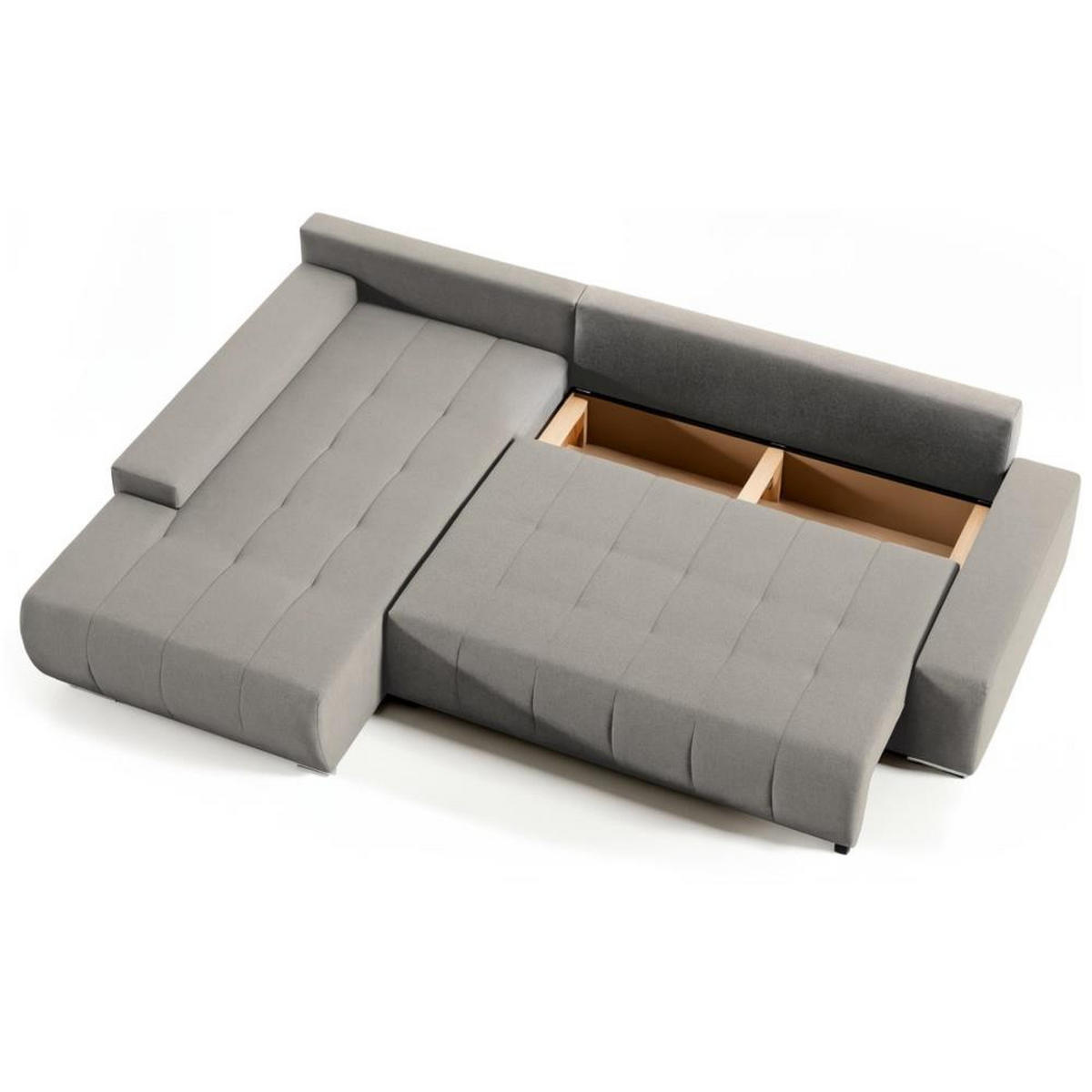 ECKSOFA Draco L cappuccino links - Chromfarben/Cappuccino, Textil/Metall (267/186cm) - Beautysofa