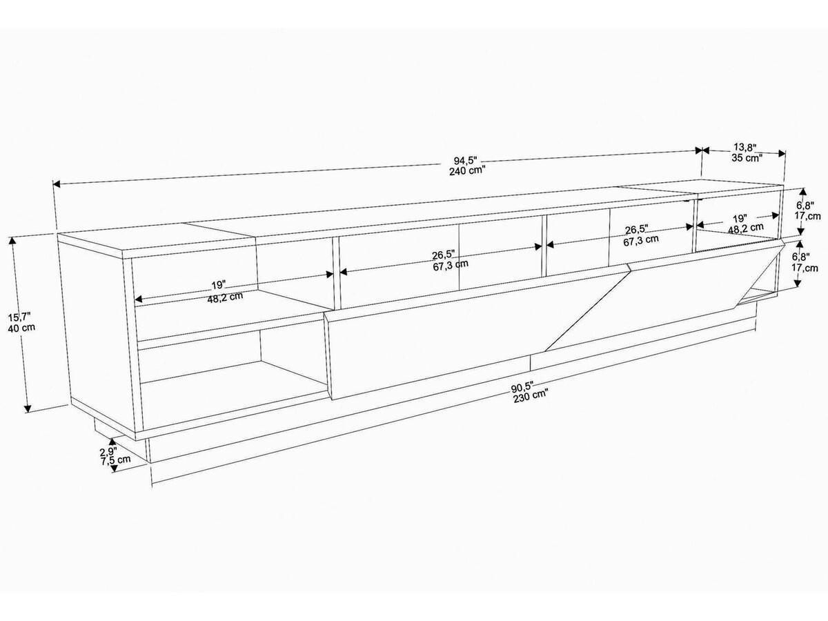 TV-MÖBEL Rhodes Anthrazit - Anthrazit, Holz (240/47/37cm) - Habitat Garten