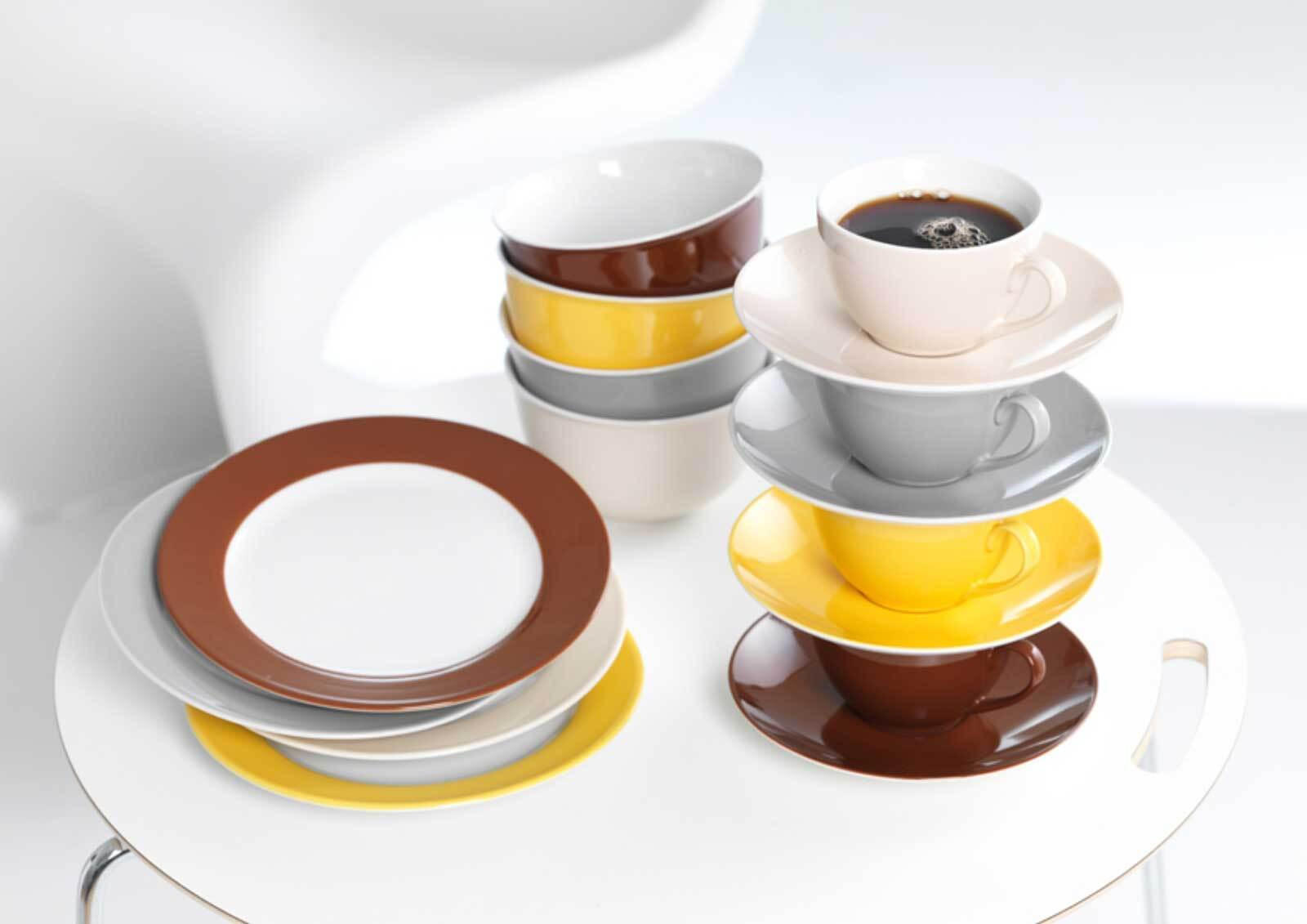 Thumbnail - Ritzenhoff Breker Kaffeeuntertassen, Gelb, Keramik, Kaffee & Tee, Tassen, Untertassen