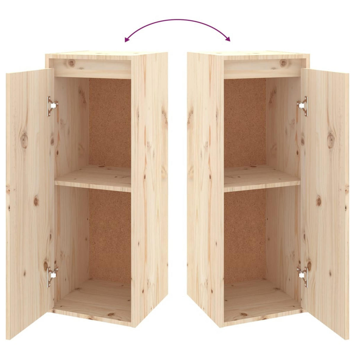 HÄNGEELEMENT mit 1 Tür 2-teilig 30/30/80 cm aus Massivholz Kiefer - Naturfarben, Holz (30/80/30cm) - vidaXL