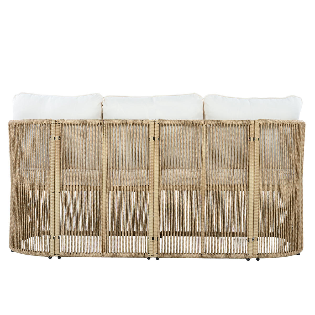 GARTENMÖBELSET Rattan Beige Schwarz 5-tlg. - Beige, Metall - ComfortXL