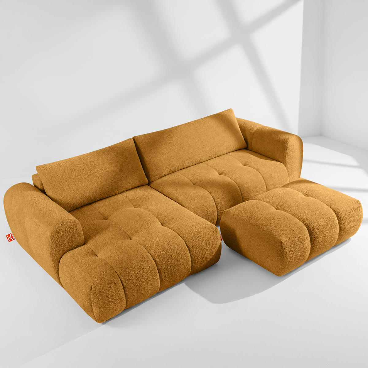 ECKSOFA LINKS LIRA, Honigfarben, Bouclé - Honig, Holz/Holzwerkstoff (295/112cm) - KONSIMO®