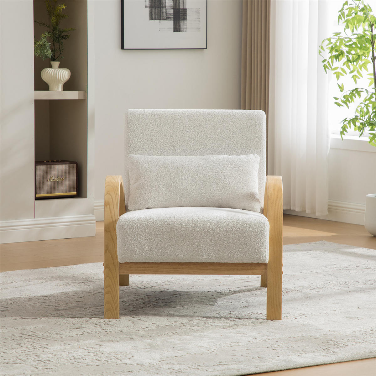 SESSEL Skandinavisch Chenille Ivory - Weiß, Textil (70.5/80.5/82.5cm) - Kaket
