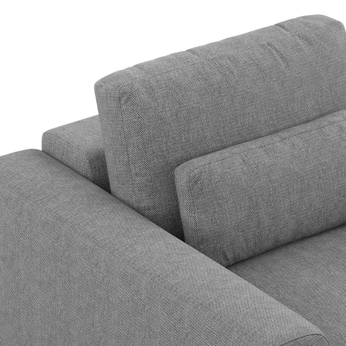 ECKSOFA mit XXL-Longchair - Silberfarben/Schwarz, Kunststoff/Textil (323/182cm) - home24