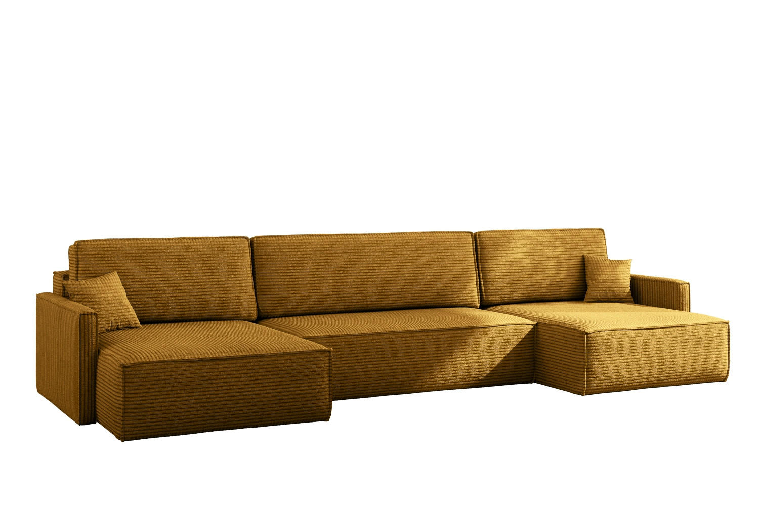 ECKSOFA Carlos Mit Schlaffunktion und Bettkasten Elegante Stoff Poso Senffarbe - Currygelb, Holz/Textil (348/142cm) - Kaiser Möbel