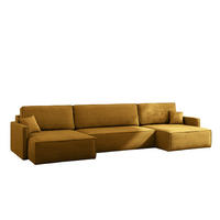 ECKSOFA Carlos Mit Schlaffunktion und Bettkasten Elegante Stoff Poso Senffarbe - Currygelb, Holz/Textil (348/142cm) - Kaiser Möbel
