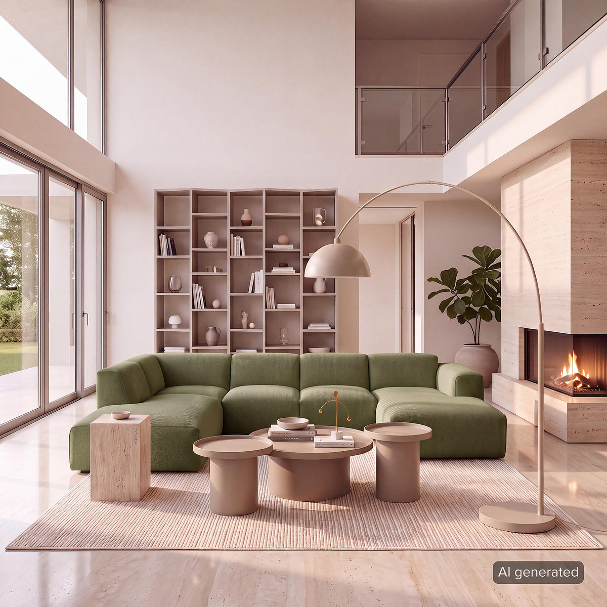 WOHNLANDSCHAFT mit Longchair - Dunkelgrün/Schwarz, Kunststoff/Textil (325/71/235cm) - home24