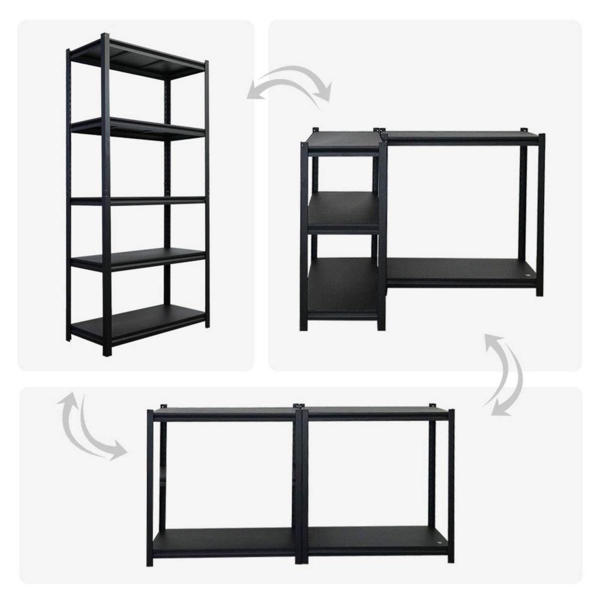 SCHWERLASTREGAL Thorin 180x90x40cm 5 Stahlplatten-Ebenen Fachlast 350 kg Schwarz - Schwarz, Metall (90/180/40cm) - PROREGAL