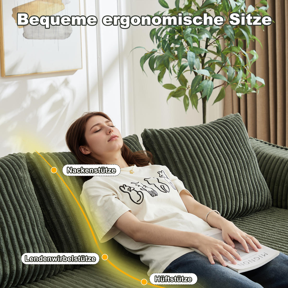 2-SITZER SOFA Cord Minimalistisch & Modular - Grün, Textil (185/72.5/101cm) - Urban Meuble