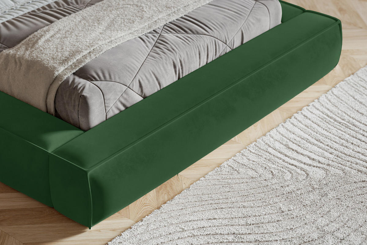 POLSTERBETT 160x200 Karano, Dicker Schaum, Bettkasten, Samt, Grün - Grün, Holz/Textil (160/200cm) - Emporius