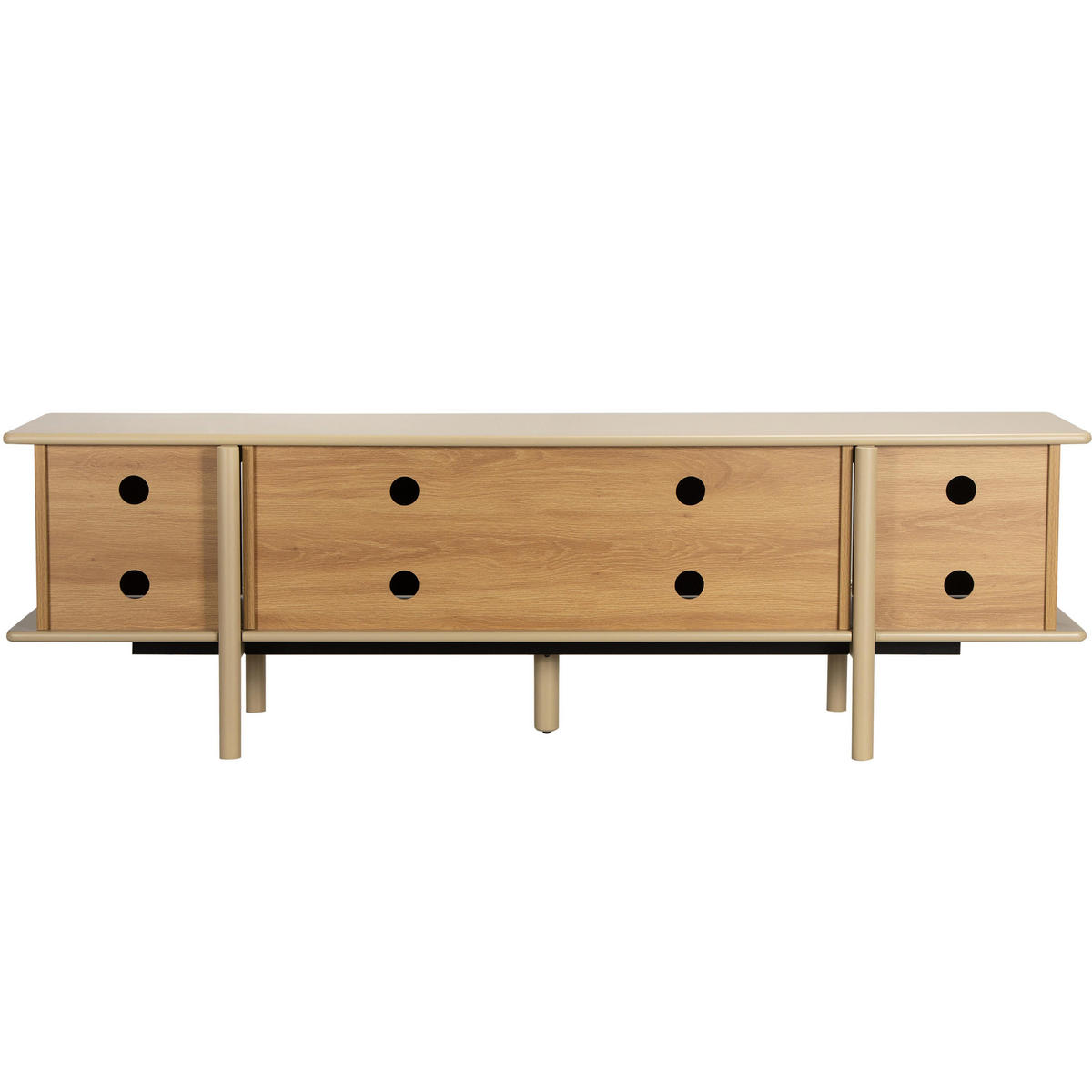 TV-MÖBEL mit 4 Türen, Beige - Beige, Holz (180/55/40cm) - Oviala