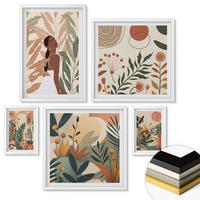 WANDBILDER 5er-Set - 50x50 cm & 20x30 cm & 40x60 cm Weißer Rahmen - Pflanzenmotive in Farben - Weiß, Kunststoff (40/60cm) - ArtPrintCave