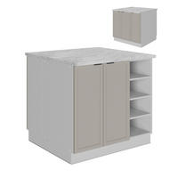KÜCHENINSEL Fame-Line GrauBeige 90 cm ohne AP - Weiß/Grau, Holzwerkstoff (90/82/60cm) - Vicco