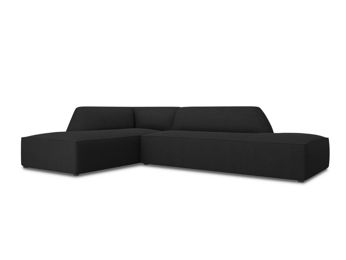 ECKSOFA links Ruby aus strukturiertem Stoff schwarz 4 Sitzplätze - Schwarz, Textil (180/273cm) - Micadoni