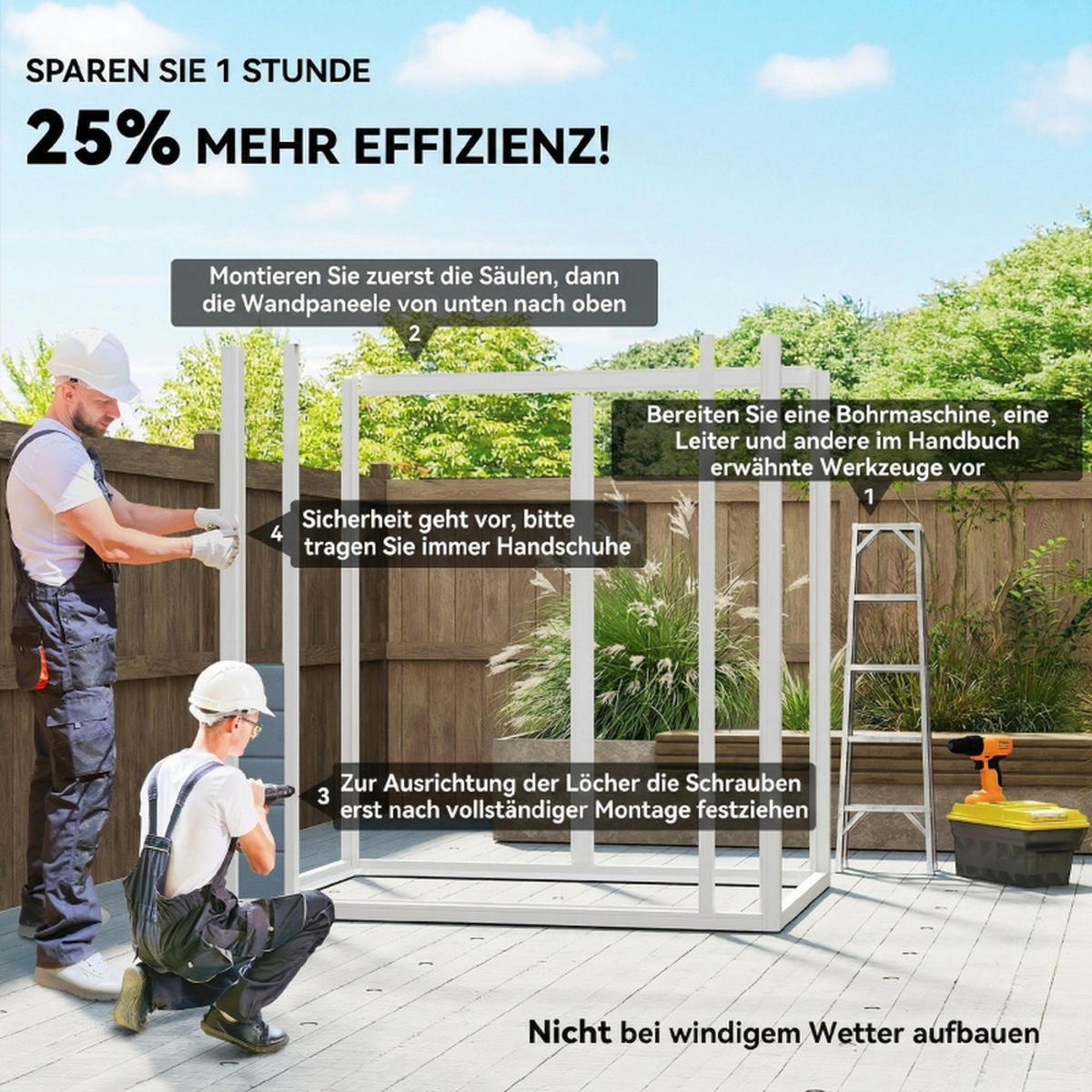 GARTENHAUS Doppeltür Metall 183x134x210cm Grau Abschließbar und Wetterfest - Grau, Metall (134/183cm) - Raelunyi