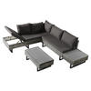 LOUNGESET 4-5 Personen Grau Poly Rattan Mit Abnehmbarem Bezug - Grau, Metall - FLIEKS