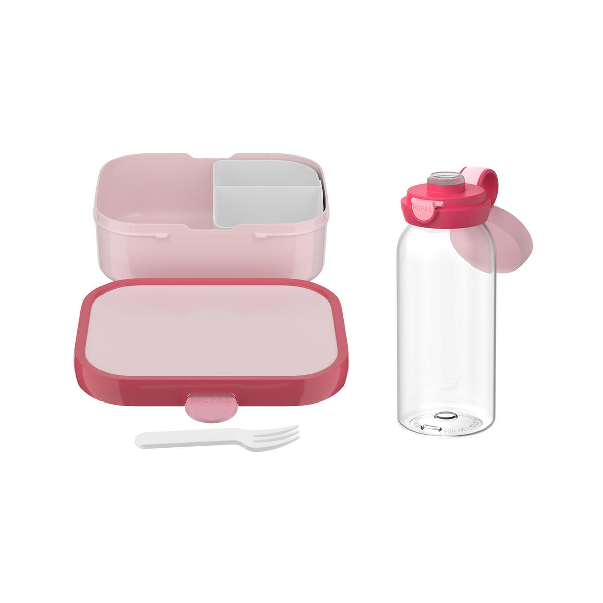 LUNCHSET (FLASCHE MIT KLAPPDECKEL) Campus Cool Pink 600 ml + 750 ml 2er Set - Rosa, Kunststoff (10.8/21.8/21.8cm) - Mepal