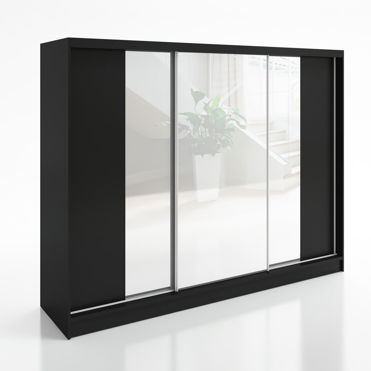 SCHWEBETÜRENSCHRANK 200 CM VIDA Farbe: Schwarz - Schwarz, Holzwerkstoff (200/215/60cm) - A&J MöbelLand