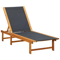 SONNENLIEGE Massivholz Akazie und Textilene - Braun, Holz (66/34/200cm) - furnicato