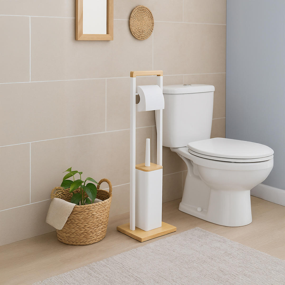 WC-GARNITUR - Weiß, Holz/Kunststoff (18/28/76.5cm) - Relaxdays