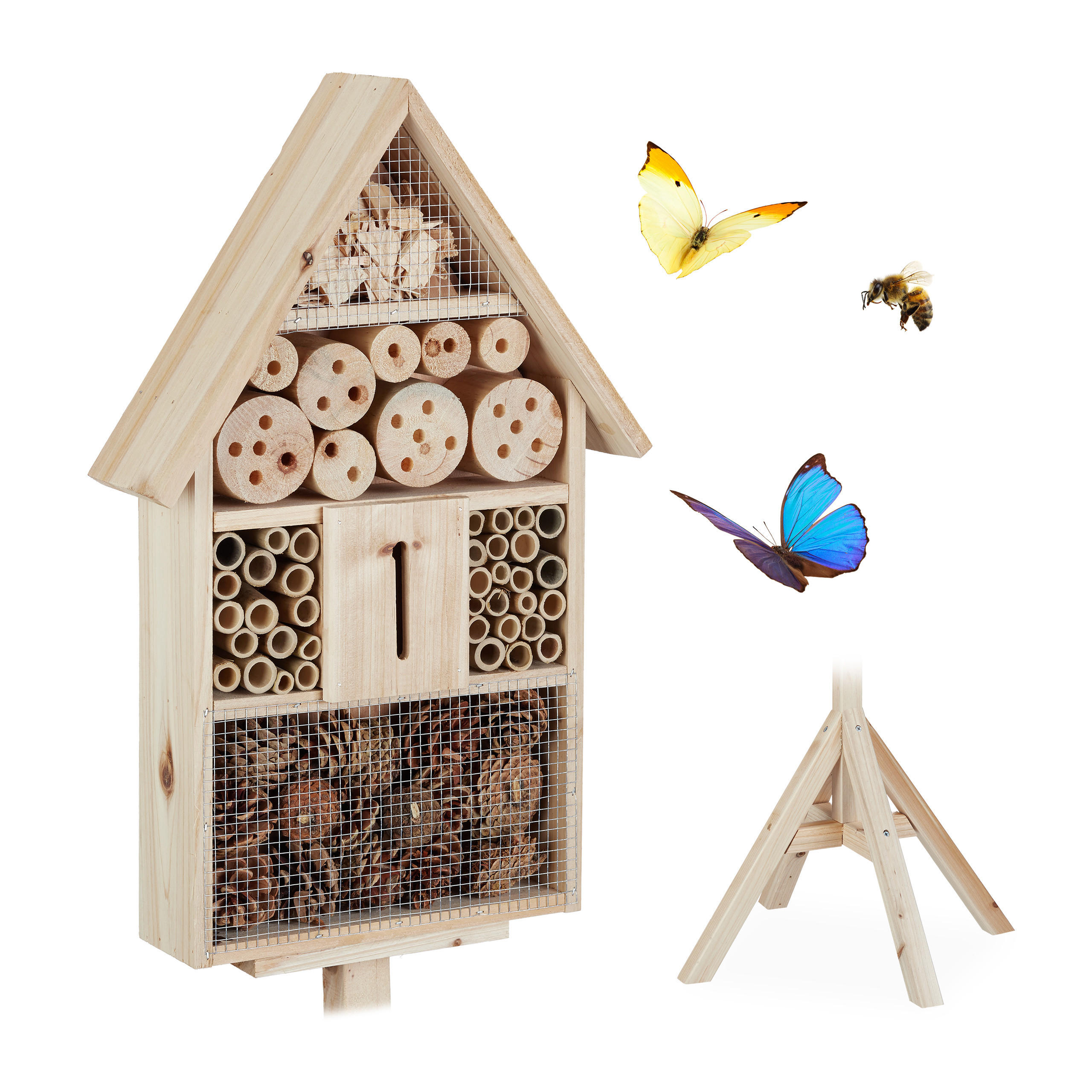 INSEKTENHOTEL - Hellbraun, Holz (47/140/47cm) - Relaxdays