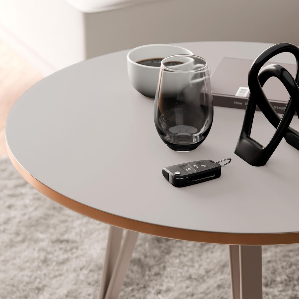 COUCHTISCH RIO mit goldener Kante – Kaschmir - Kaschmir, Holzwerkstoff (67/67/45cm) - Idohome