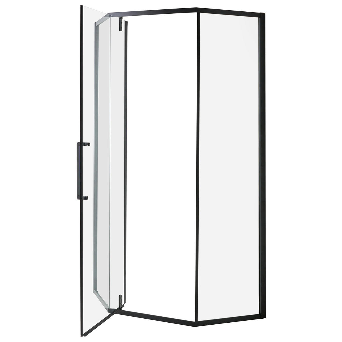 SPRCHOVÝ KOUT Černý Tocantins - černá/průhledná, sklo (90/90/190cm) - Beliani