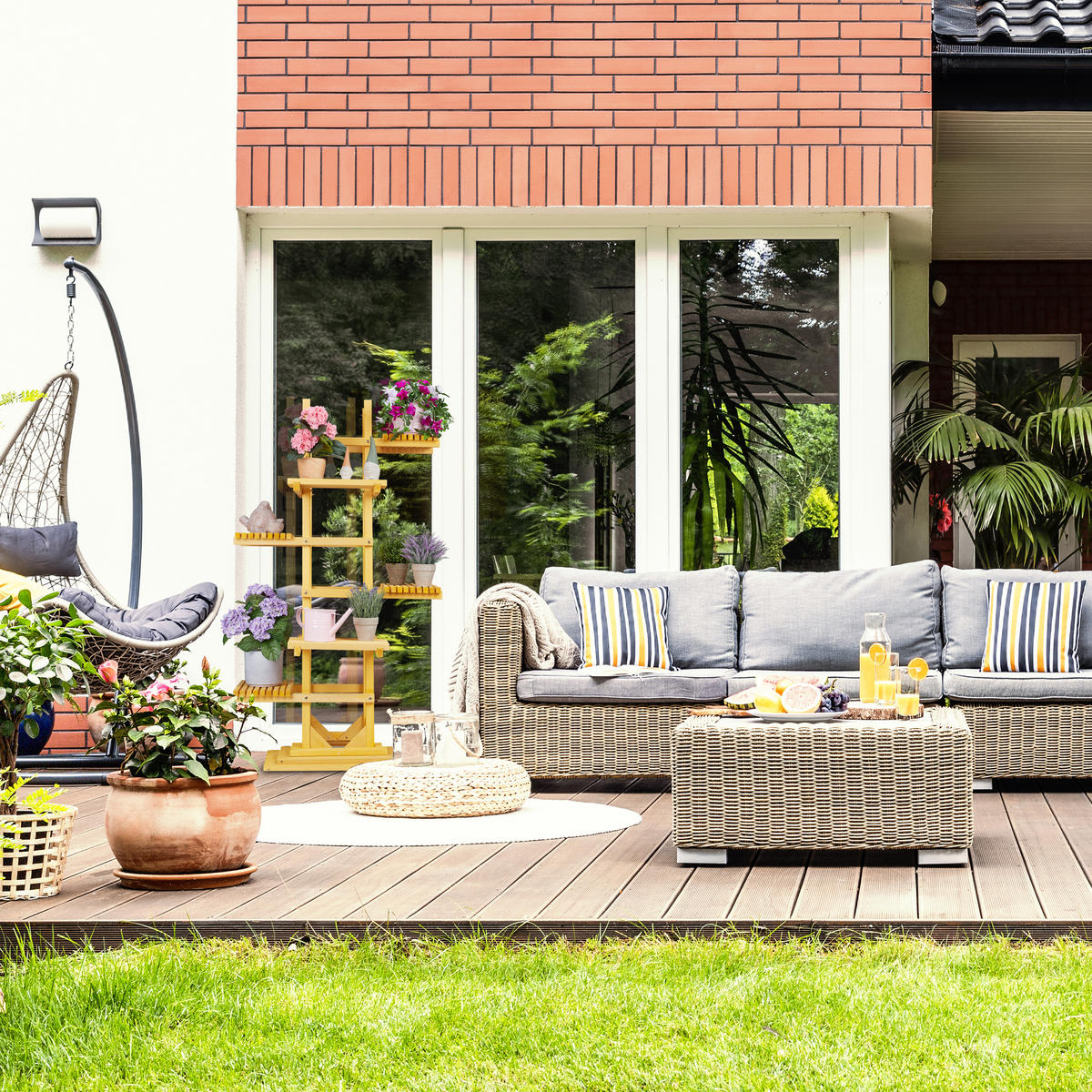 BLUMENTREPPE - Hellbraun, Holz (80/152.5/73cm) - Relaxdays