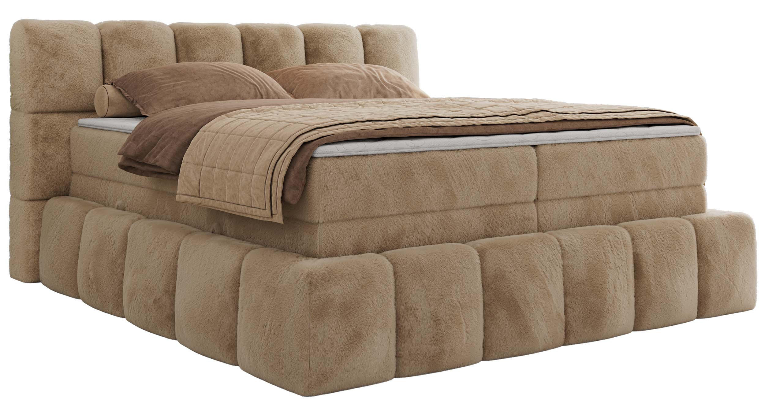 BOXSPRINGBETT NIRA KING 120/200 Beige Plüsch - H4 - Beige, Holz/Textil (120/200cm) - MKS
