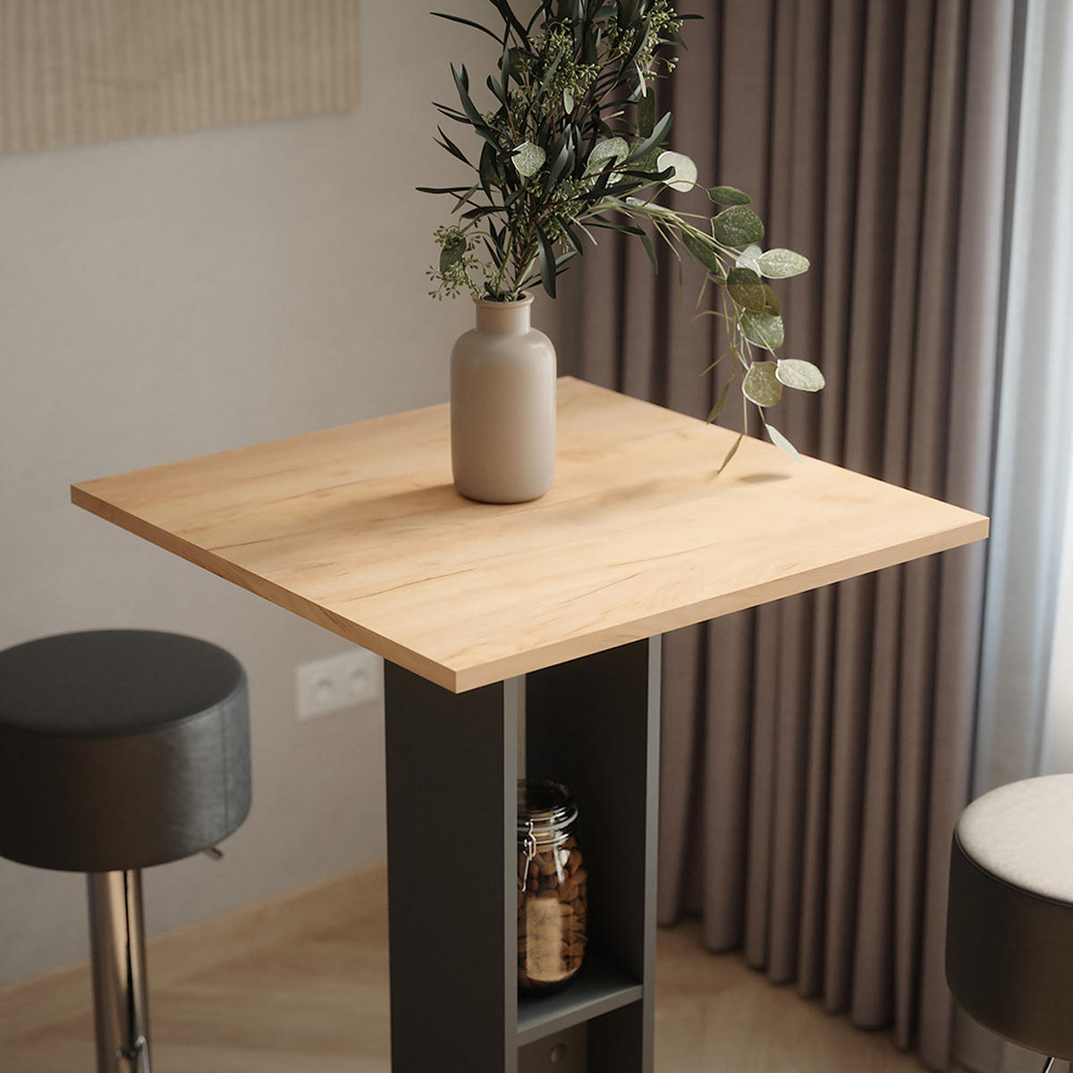 BAROVÝ STŮL Repose Zlatý dub power/antracit - medově dubová/černá, kompozitní dřevo (65/65/106cm) - Vicco