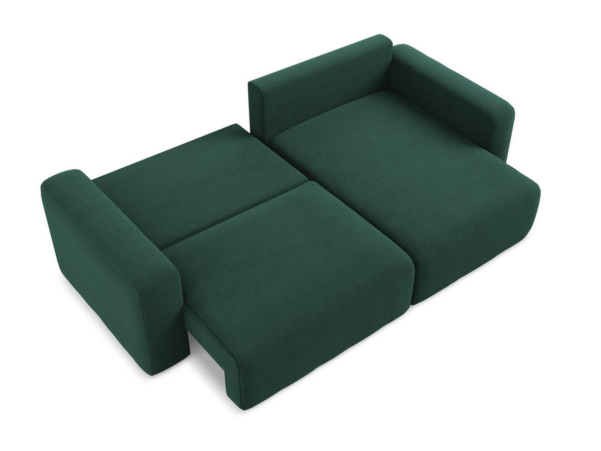 ECKSOFA mit Schlaffunktion rechts Strukturstoff Stoff Grün - Dunkelgrün/Schwarz, Kunststoff/Textil (244/149cm) - Makamii