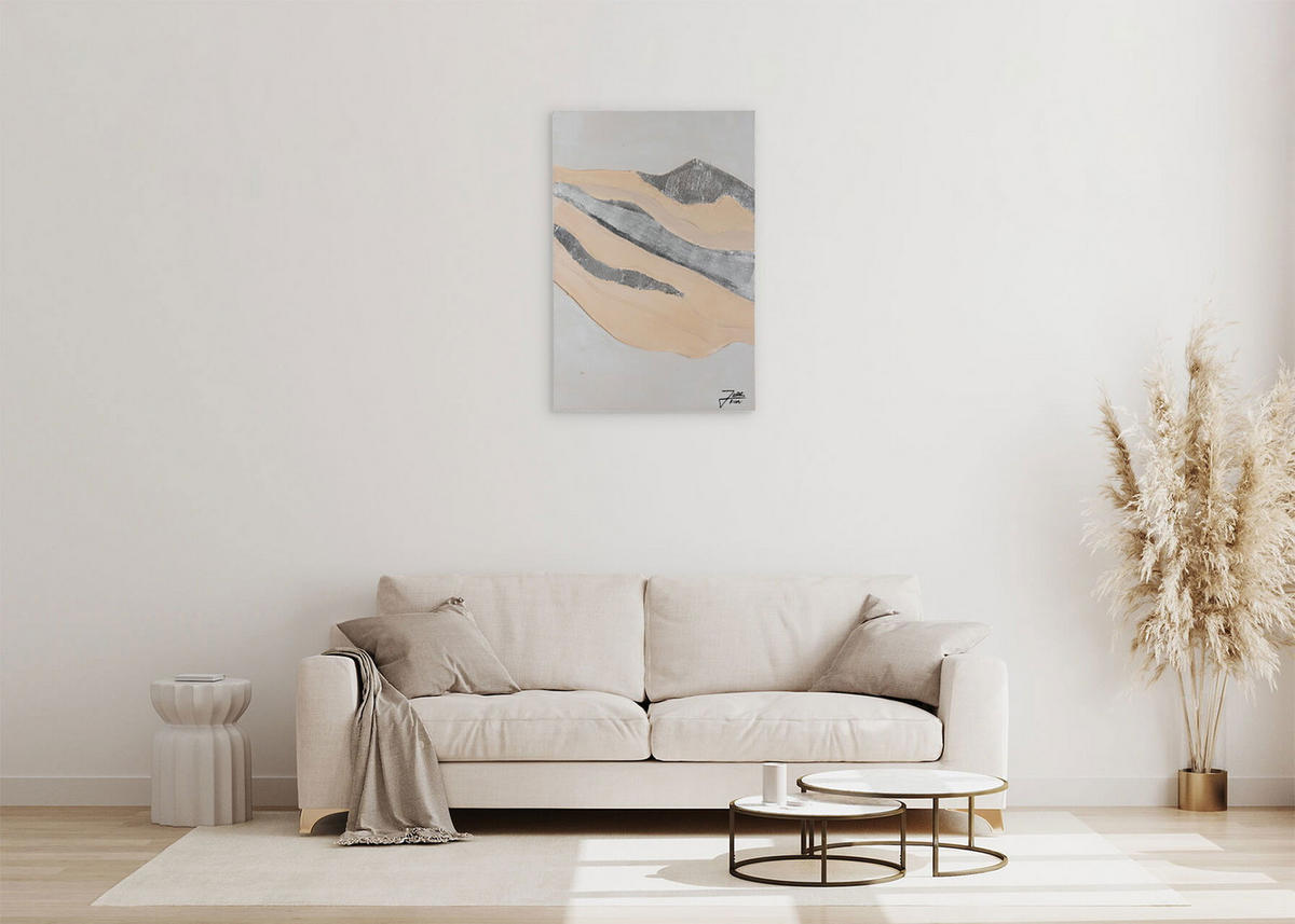 ACRYLBILD HANDGEMALT 60/90 cm - Beige/Grau, Holz/Textil (60/90cm) - KUNSTLOFT