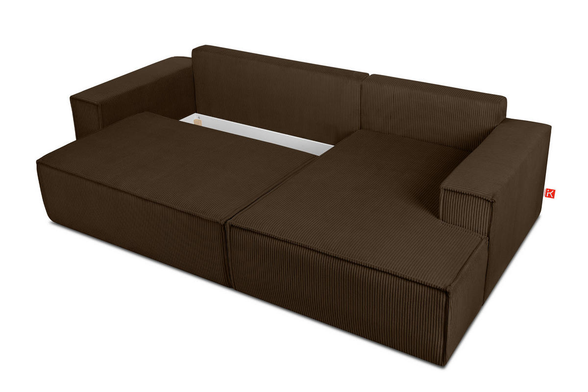 ECKSCHLAFSOFA-RECHTS NAPI in Pet Friendly Cord-Stoff, dunkelbraun - Dunkelbraun/Schwarz, Textil (262/148cm) - KONSIMO®