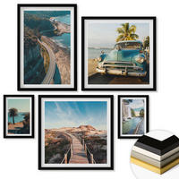 WANDBILDER 5er-Set - 50x50 cm & 20x30 cm & 40x60 cm Schwarzer Rahmen - Fuji-Torii-Bambuswald, Japan - Schwarz, Kunststoff (40/60cm) - ArtPrintCave