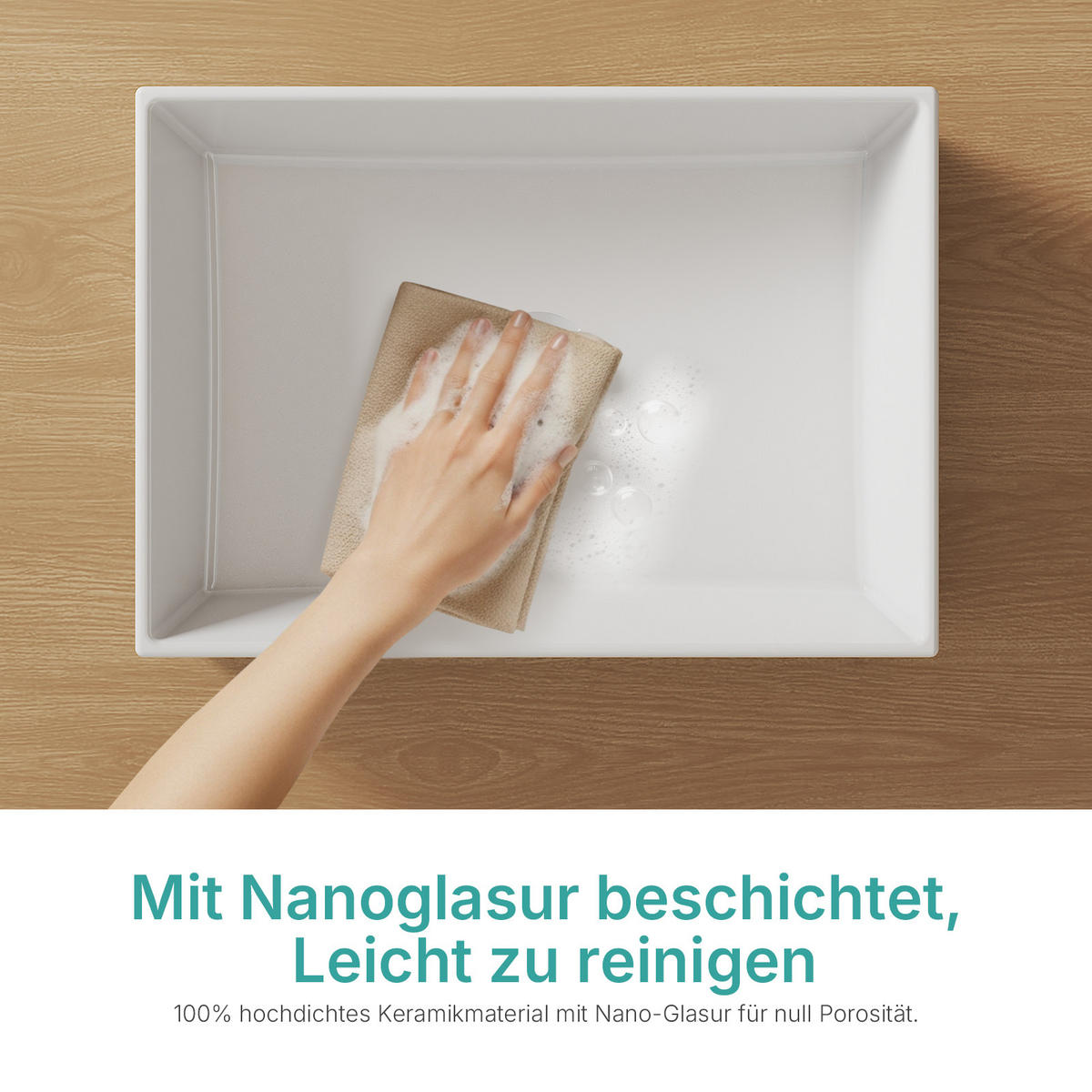 WASCHBECKEN Keramik Weiß 45 / 32 / 11 cm - Weiß, Keramik (45/11/32cm) - EMKE